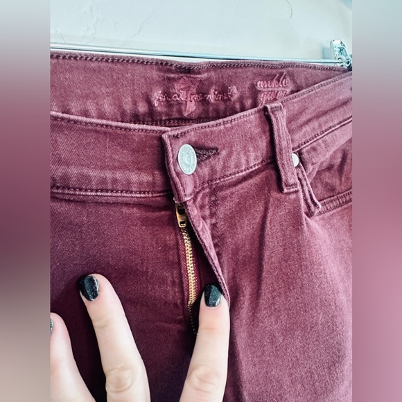 7 FOR ALL MANKIND Jeans Gwenevere High-Waist Ankle Skinny Pants Maroon SZ 32 - Picture 8 of 16